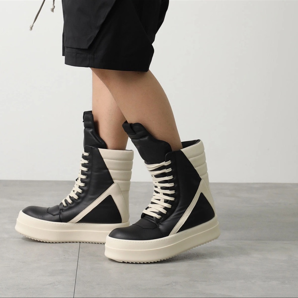 Rick Owens
Mega Geobasket Leather High-Top Sneakers